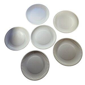 Plastic plates white set of six Durable Lightweight table decor casual